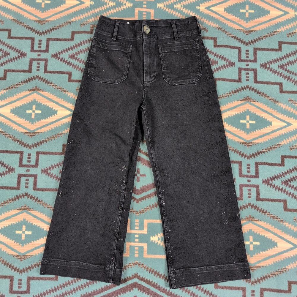 Maeve Anthropologie The Colette Sparkle Denim Wide Leg Pants Petite 28x22
